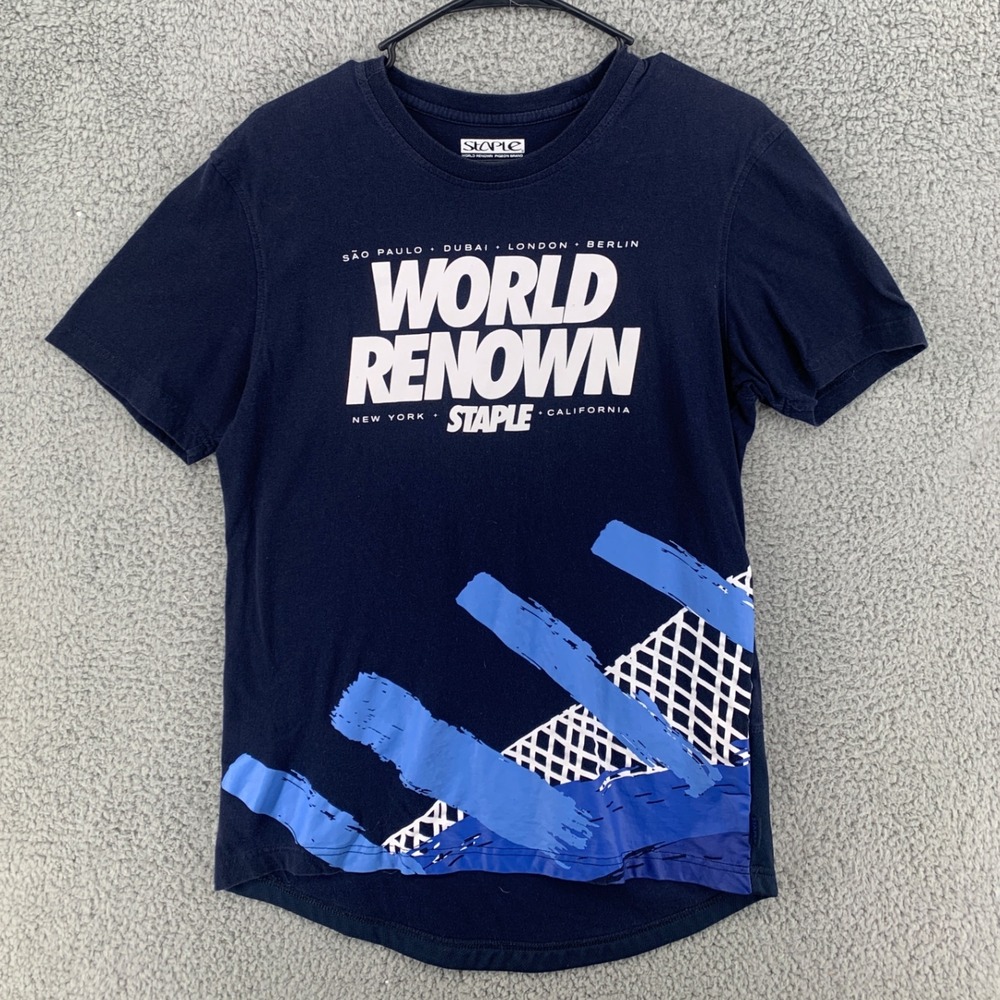 Staple Pigeon World Renown Graphic Blue Short Sleeve Tee Men's Medium